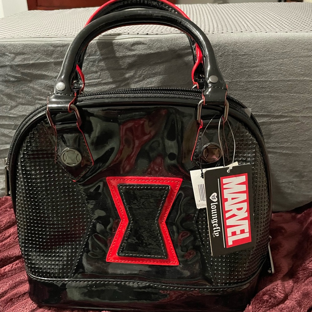 Loungefly Marvel Black and Red Mini Bag